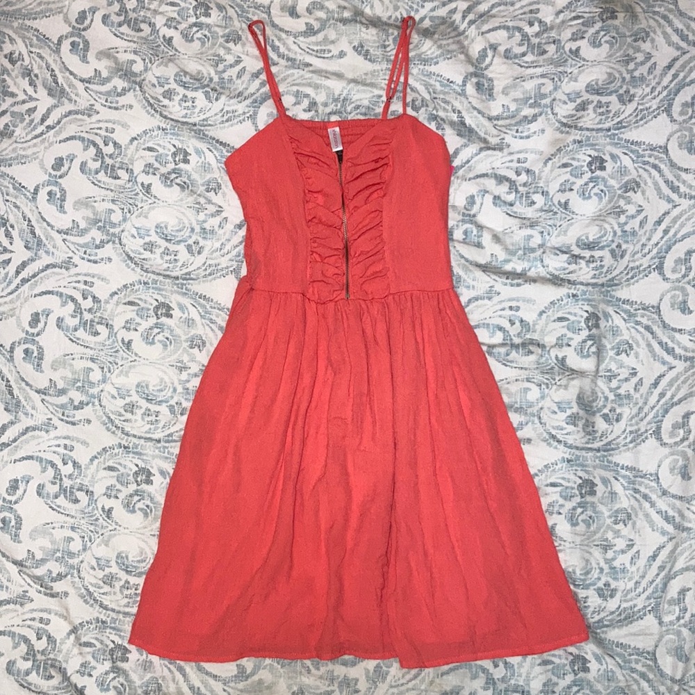 Ruched Coral Dress
